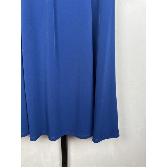 Susan Graver Liquid Knit Midi Shift Dress Women's Large Blue Beaded Neckline - Picture 5 of 10